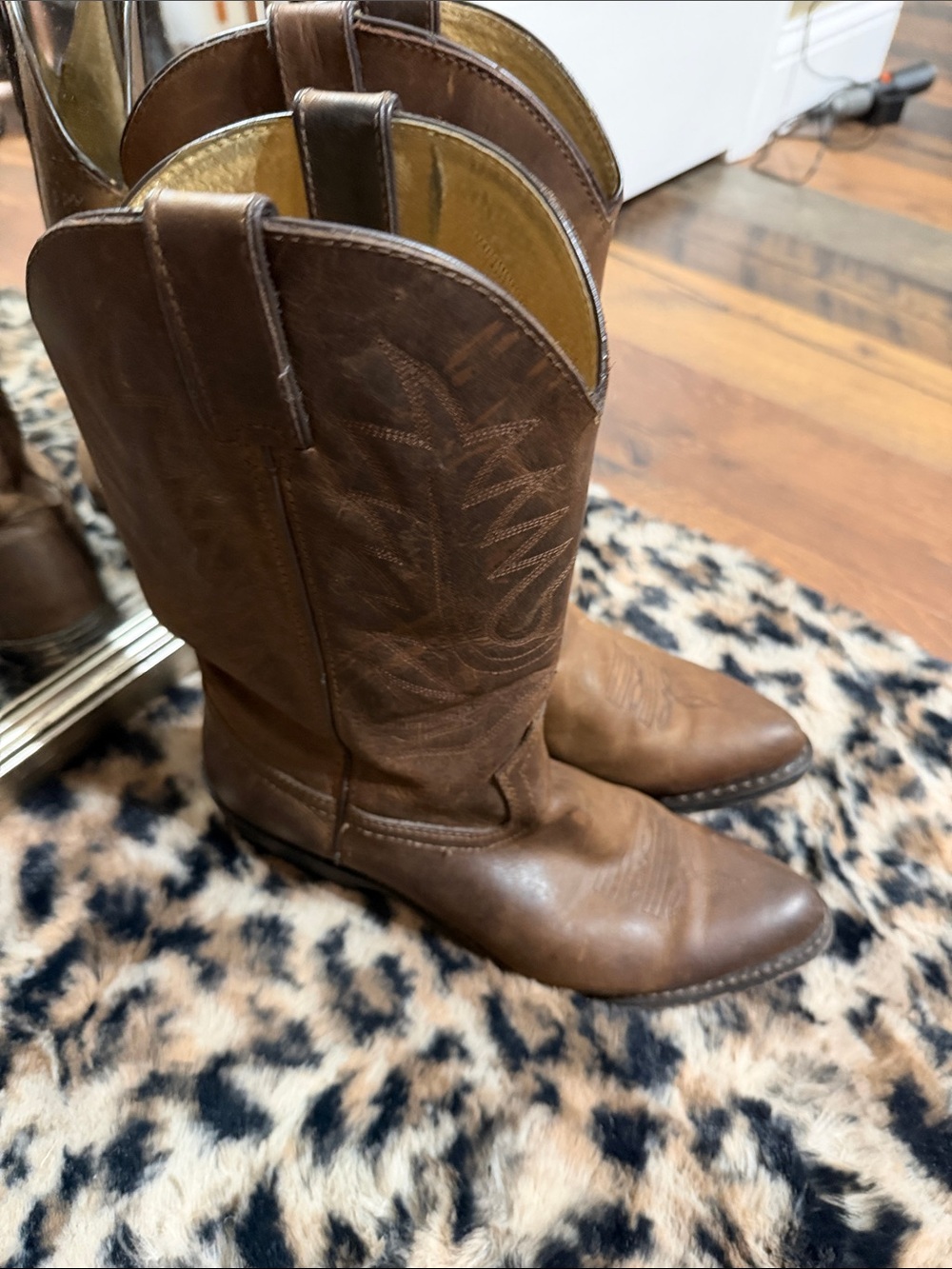 Durango Brown Leather Western Heeled Boots Size 8.5